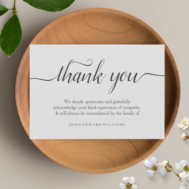 Merci Funérailles Merci Note Carte de deuil (Gray Sympathy Thank You Card)