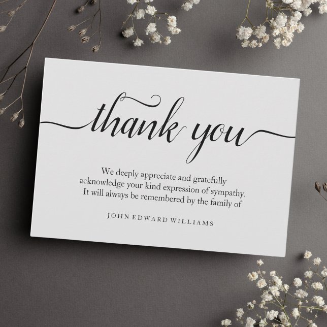 Merci Funérailles Merci Note Carte de deuil (Gray Sympathy Thank You Card)