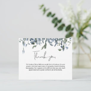 Merci funéraire bleu simple Floral