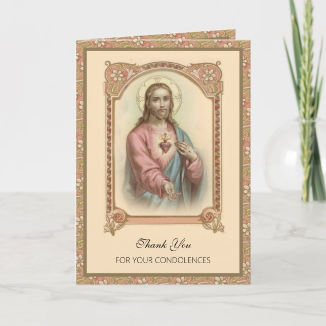 Merci funéraire catholique - Carte de prière Jésus (Devant)