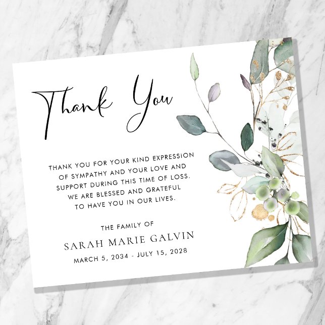 Merci funéraire commémoratif de l'aquarelle verdoy (Créateur téléchargé)