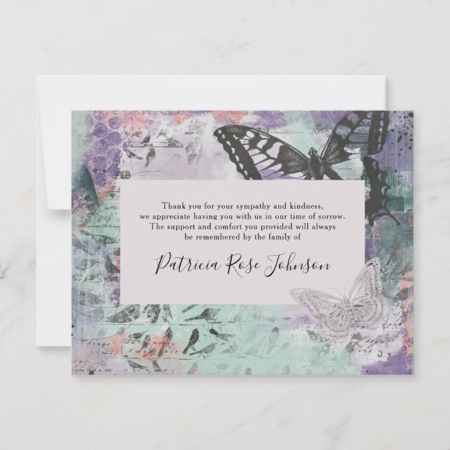 Merci funéraire créatif pour papillons (Devant)