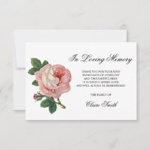 Merci funéraire en Sympathie Rose Vintage Floral