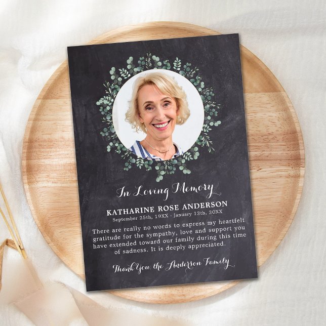 Merci funéraire Eucalyptus Sympathy Ardoise Photo (Créateur téléchargé)