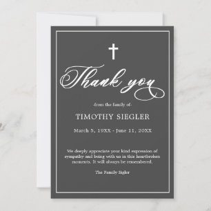 Merci Funéraire Gris foncé Sympathie Carte Grief