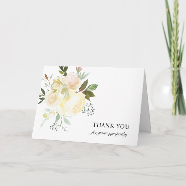 Merci funéraire Sympathie Aquarelle d'ivoire Flora (Devant)