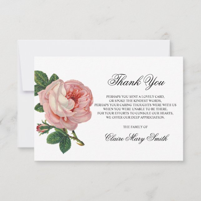 MERCI funéraire sympathique Floral Rose Vintage (Devant)