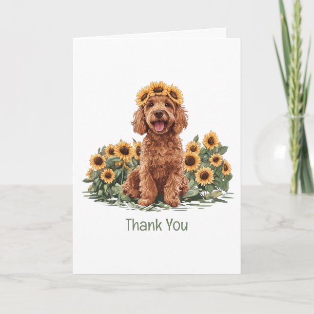 Merci Goldendoodle Chien Tournesol Couronne (Devant)