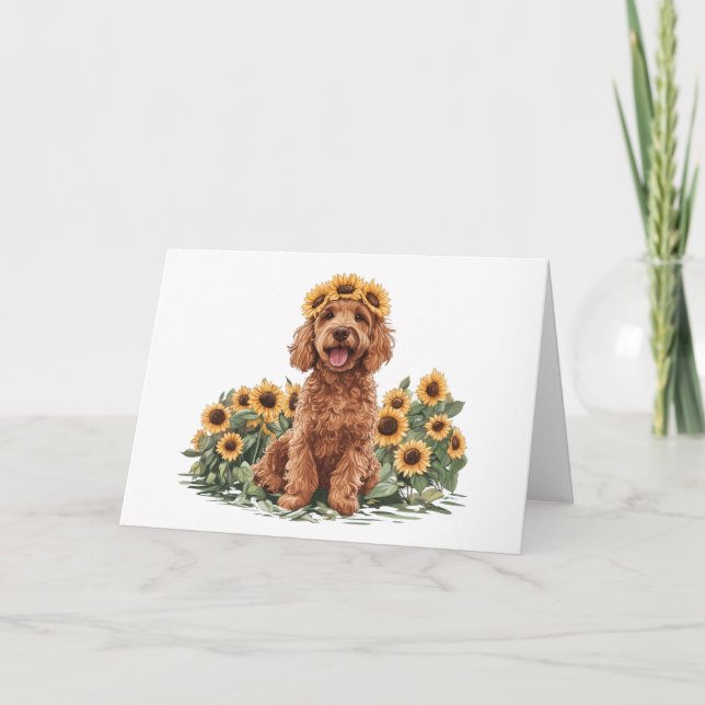 Merci Goldendoodle Chien Tournesol Couronne (Devant)