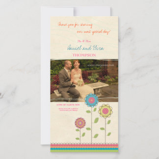 Merci grand arc-en-ciel Fleurs Mariage Carte photo