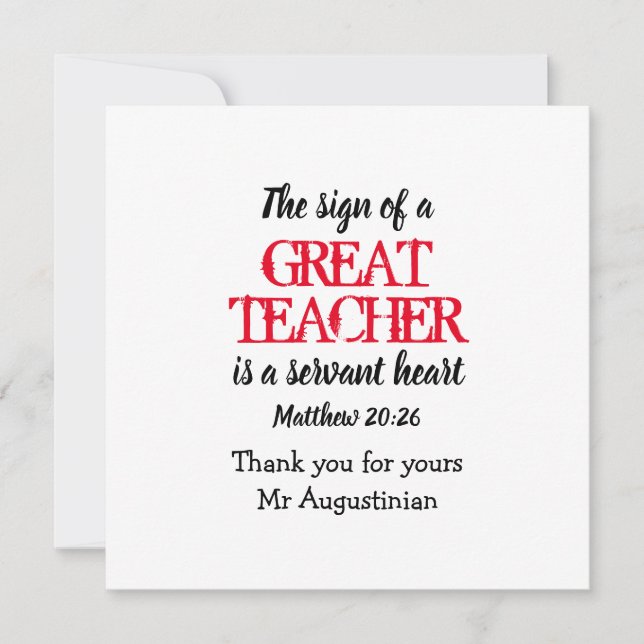 Merci GRAND ENSEIGNANT SERVANT DE COEUR Écriture (Devant)