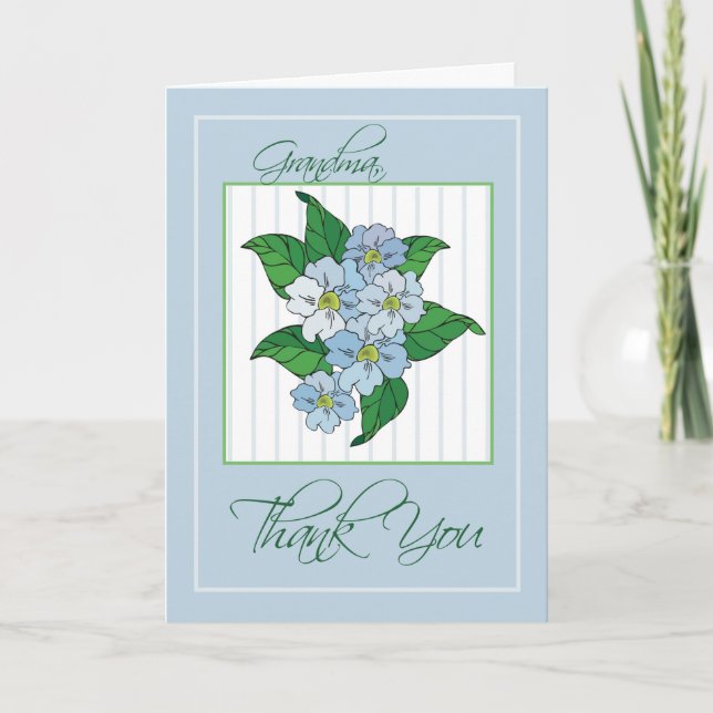 Merci grand-mère avec fleurs bleues illustration (Devant)