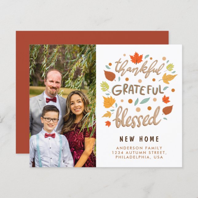 Merci Gratuit Bienheureux Nouveau Faire-part (Devant / Derrière)