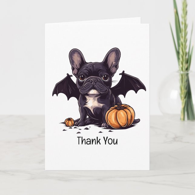 Merci Halloween Français Bulldog Bat Citrouilles (Devant)