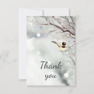 Merci Hiver Arbres givrés Chickadee Oiseau Art