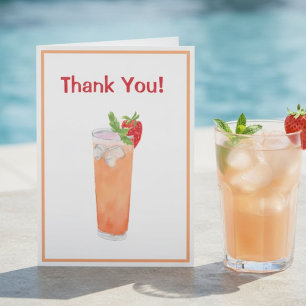 Merci Hôtesse Cocktail d'été Aquarelle Pêche