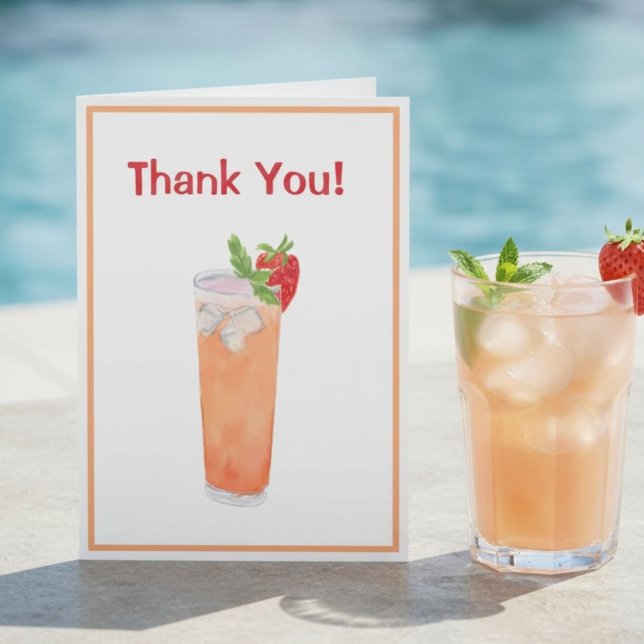 Merci Hôtesse Cocktail d'été Aquarelle Pêche (Créateur téléchargé)