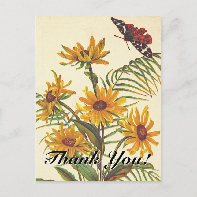 "Merci !" + Insecte, Carte postale Fleurs (Devant)