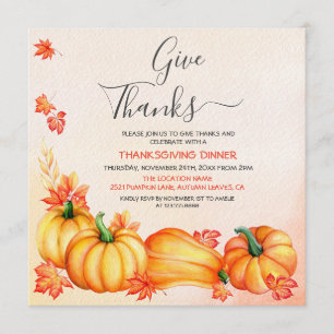 Merci  Invitation pour le dîner de Thanksgiving