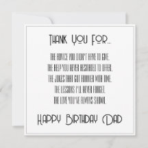 Merci... Joyeux Anniversaire Papa Carte à Script S