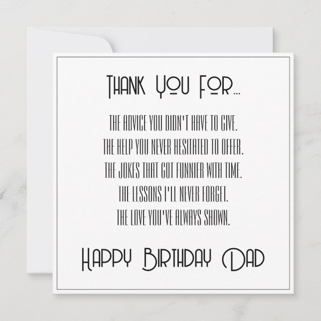 Merci... Joyeux Anniversaire Papa Carte à Script S (Devant)