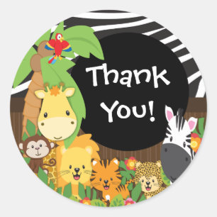 Merci Jungle Safari Bébé Animaux Sticker