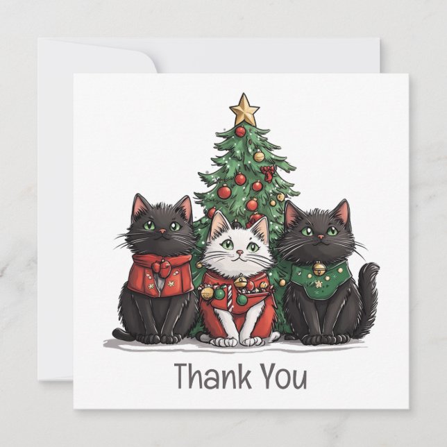 Merci les chats de Noël Arbre de fêtes (Devant)