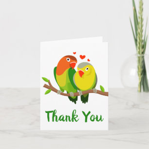 Merci les oiseaux de l'amour jaune et vert pour le