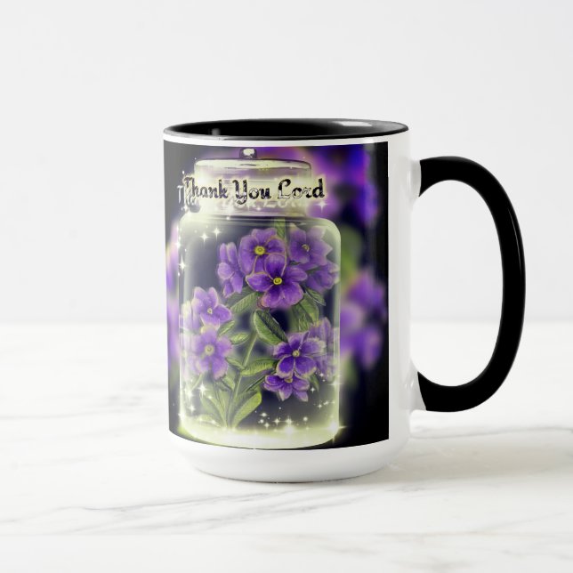 Merci Lord Purple Pansies Mug (Droite)