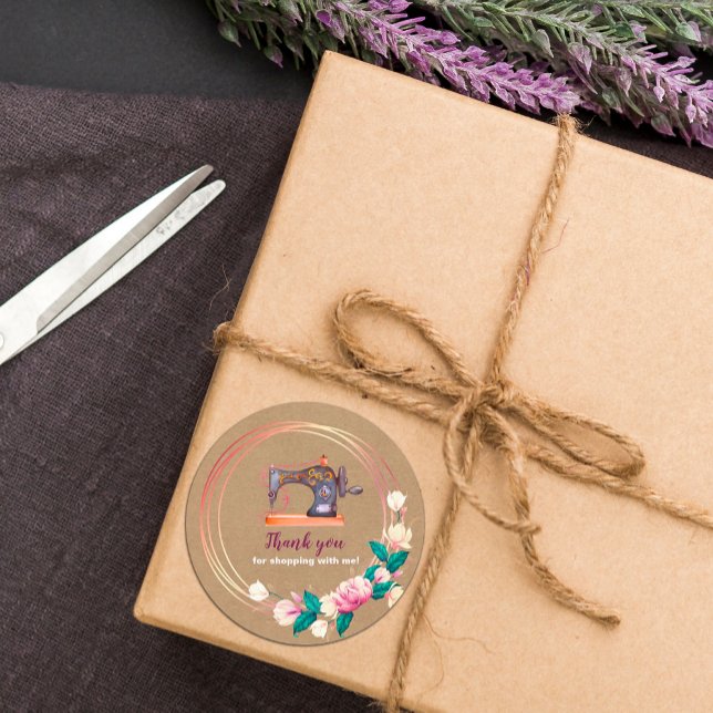 Merci Machine à coudre autocollant kraft floral (Créateur téléchargé)