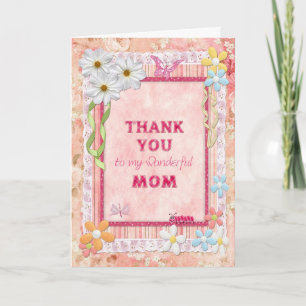 Merci maman, fleurs et papillons carte artisanale