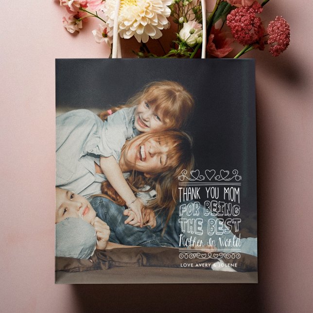 Merci Maman | Sac cadeau photo Fête des Mères (Créateur téléchargé)