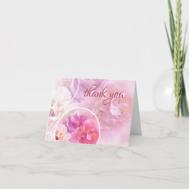 Merci manuscrit Script Chic Aquarelle Roses (Devant)