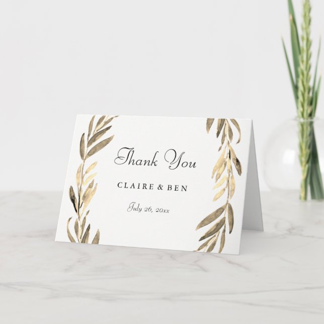 Merci Mariage à feuille d'or moderne (Devant)