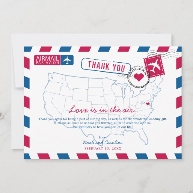 Merci Mariage Airmail de Washington DC (Devant)