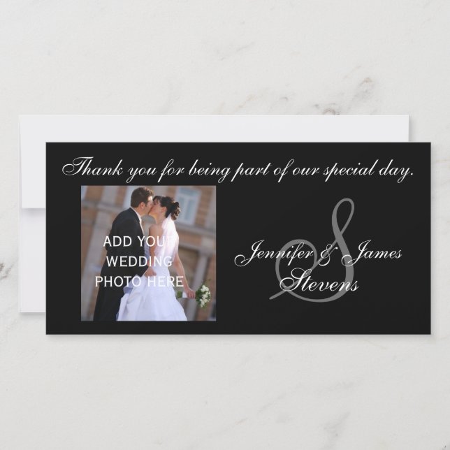 Merci mariage avec Carte photo Monogram S Names (Devant)