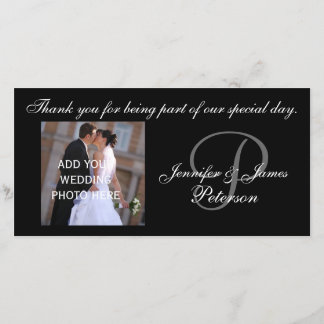 Merci mariage avec Carte photo Monogramme P Names