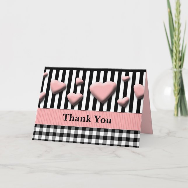 Merci mariage blanc à l'intérieur des coeurs roses (Devant)