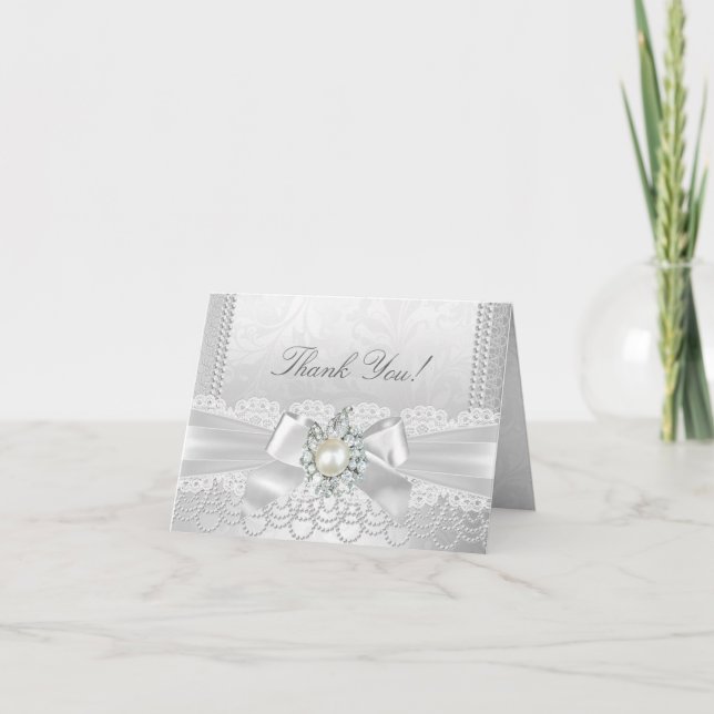 Merci Mariage Blanc Perle Lace Damassé Diamant. (Devant)