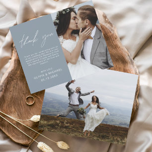 Merci Mariage bleu Dusty - photo minimaliste