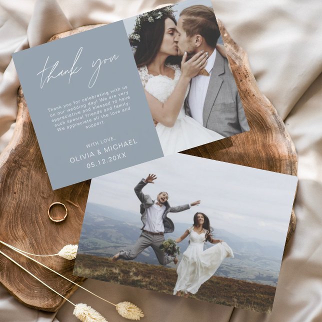 Merci Mariage bleu Dusty - photo minimaliste (Créateur téléchargé)