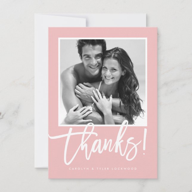 MERCI mariage calligraphie simple joli rose (Devant)