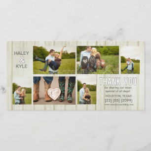 Merci Mariage campagnard blanc Carte photo