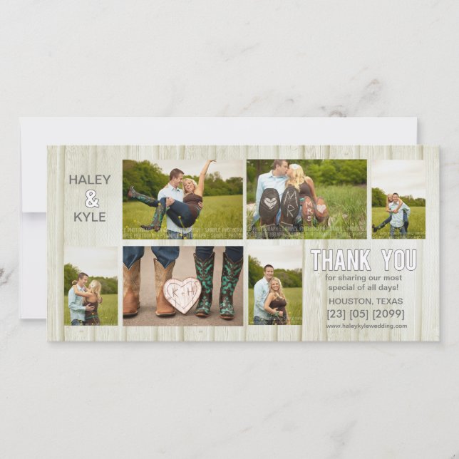 Merci Mariage campagnard blanc Carte photo (Devant)