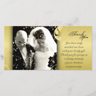 Merci mariage Carte photo - Texture d'or noir
