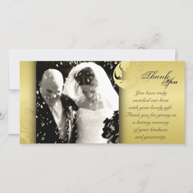 Merci mariage Carte photo - Texture d'or noir (Devant)