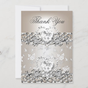 Merci Mariage Crème Argent Coeur Diamant