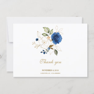 Merci Mariage de luxe Blue Gold Floral