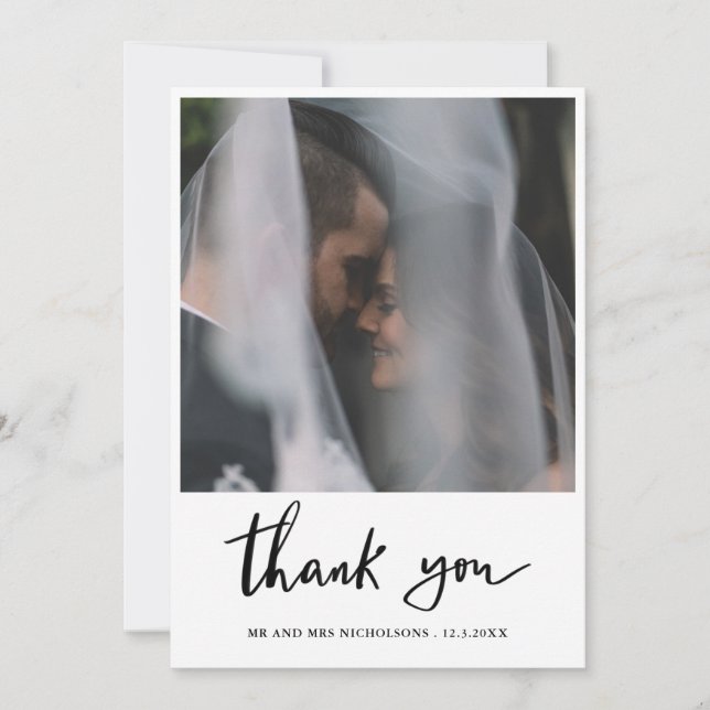 Merci Mariage de script simple et élégant  (Devant)