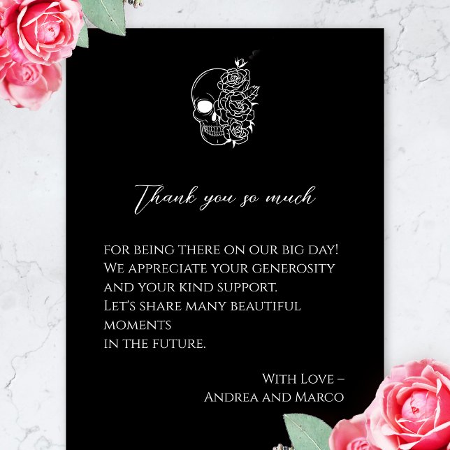 Merci Mariage de tatouage noir et blanc (gothic thank you card)